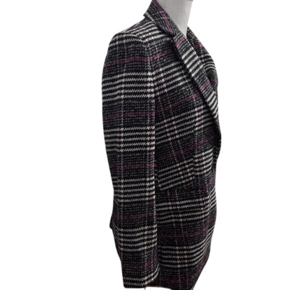 NEW Loft Plaid Long Modern Blazer Coat Jacket - Picture 5 of 13